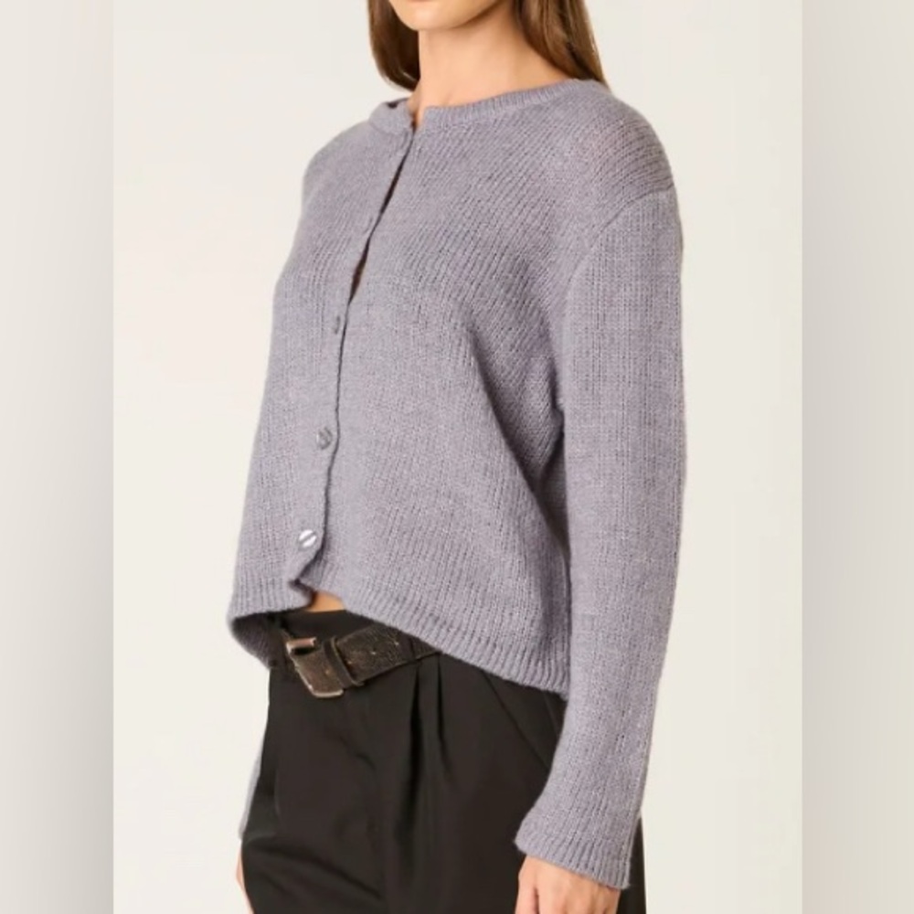 NWT NIA Los Angeles Ariana Cardigan Plus Size Knit Crew Neck Sweater Wool Blend